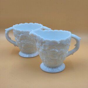 Westmoreland Bramble Milk Glass Creamer and Sugar Set Vintage